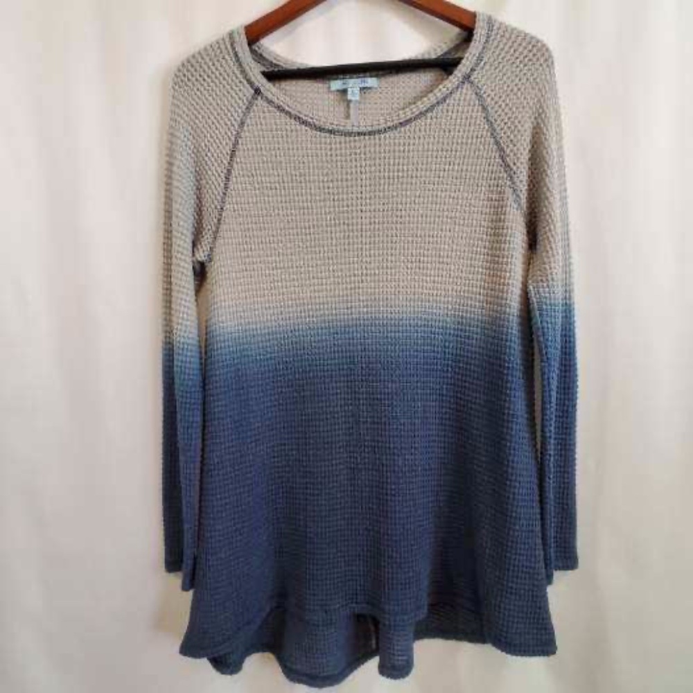 She + Sky Ombre (Dip Dyed) Blue Sweater - Large